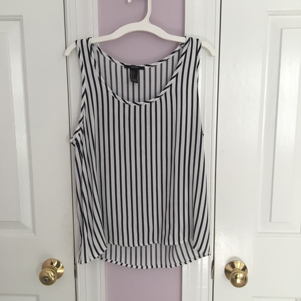women’s black and white striped tank top